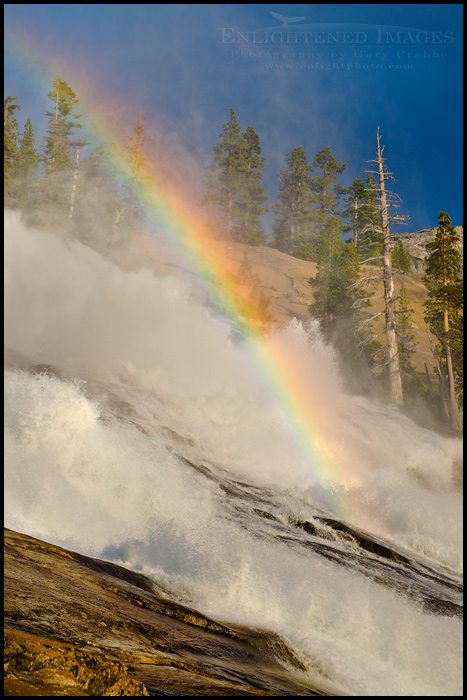 Photo: Waterwheels and rainbow in LeConte Falls, Tuolumene River, Yosemite National Park, California - ID# TIGA-2126