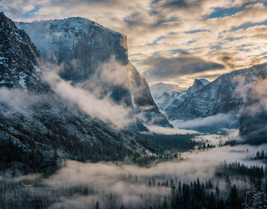 Photo: Clearing spring snow storm at sunrise over Yosemite Valley as seen from Tunnel View, Yosemite National Park, California