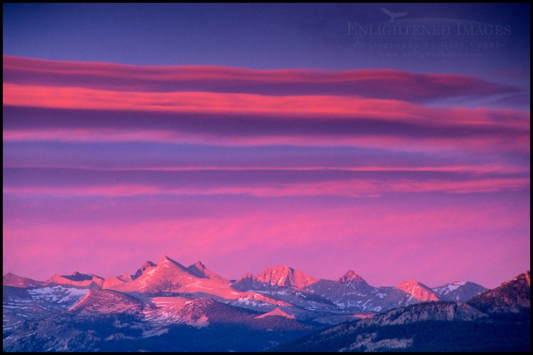 Alpenglow at sunset on clouds above the Sierra crest from atop Sentinel Dome, Yosemite National Park, California - ID# GPR-1058
