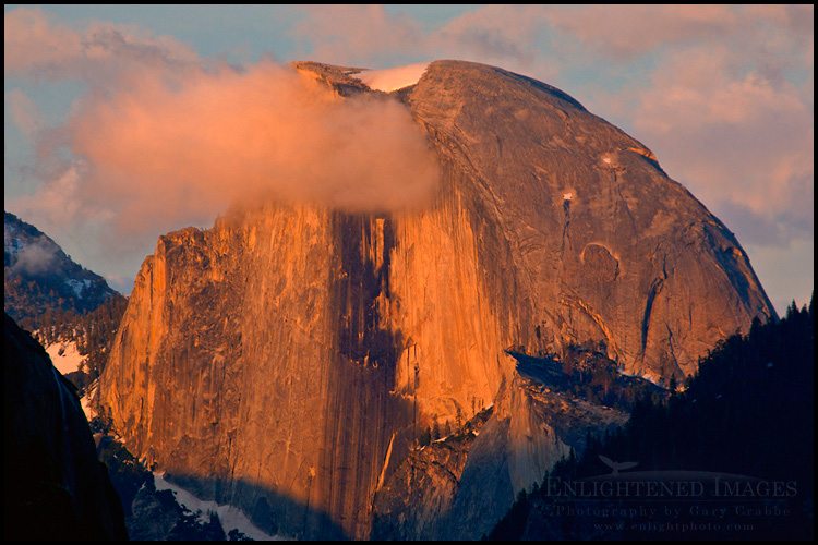 Photo: Cloud at sunset over Half Dome, Yosemite Valley, Yosemite National Park, California - ID# VLY2-2044