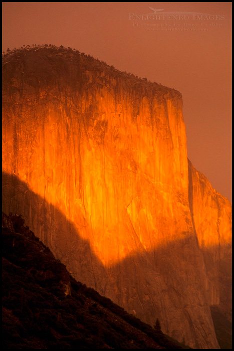 Golden sunset light through storm clouds on El Capitan, Yosemite Valley, Yosemite National Park, California - ID# VLY2-1073