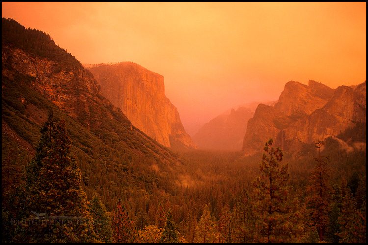 Photo: Sunset light through storm clouds over Yosemite Valley, Yosemite National Park, California - ID# VLY3-1074