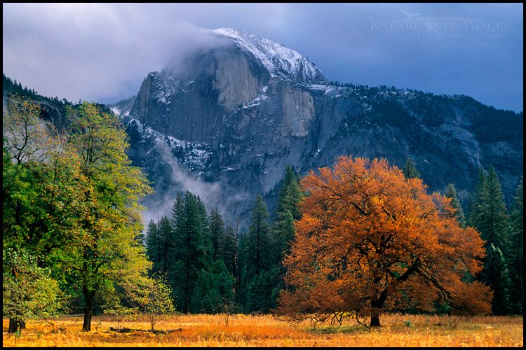 Photo: Clearing fall storm over Half Dome from Cooks Meadow, Yosemite Valley, Yosemite National Park, California - ID# vly3-1094