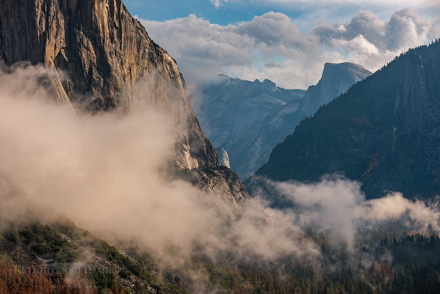 Photo: Morning mist after a storm along the base of El Capitan in Yosemite Valley, as seen from Tunnel View, Yosemite National Park, California
