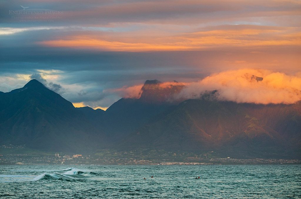 Photo: Morning light over surfers along the North Shore at Ho'okipa Beach, Maui, Hawaii