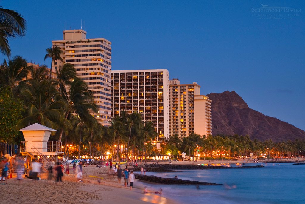 Photo: Evening light over Diamond Head and Waikiki Beach, Honolulu, Oahu, Hawaii