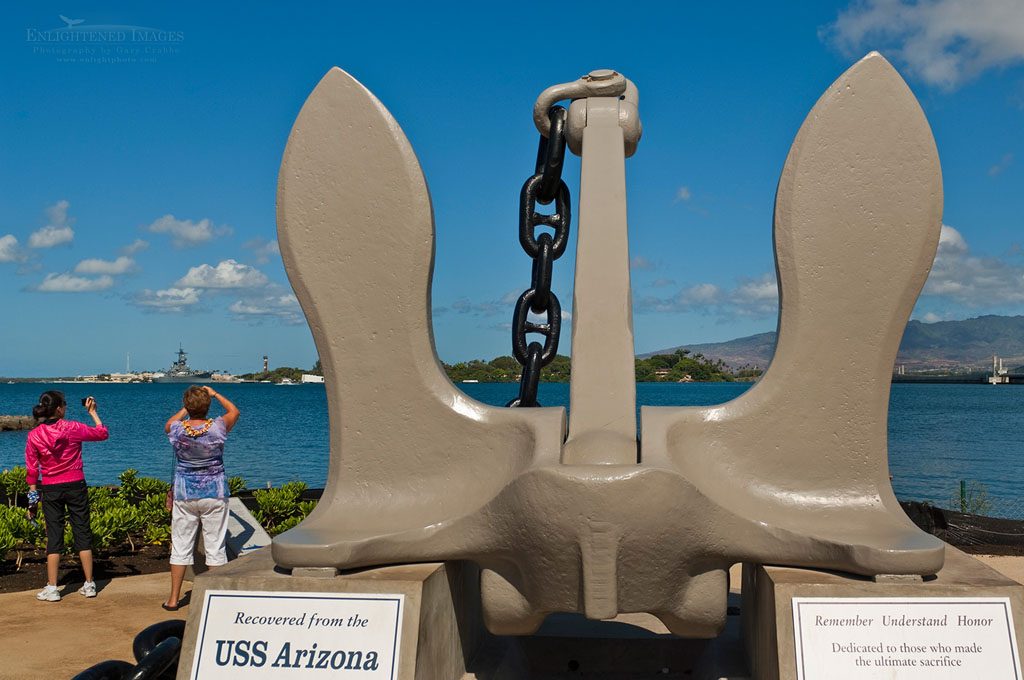 Photo: Anchor from the USS Battleship Arizona on display at Pearl Harbor, Oahu, Hawaii