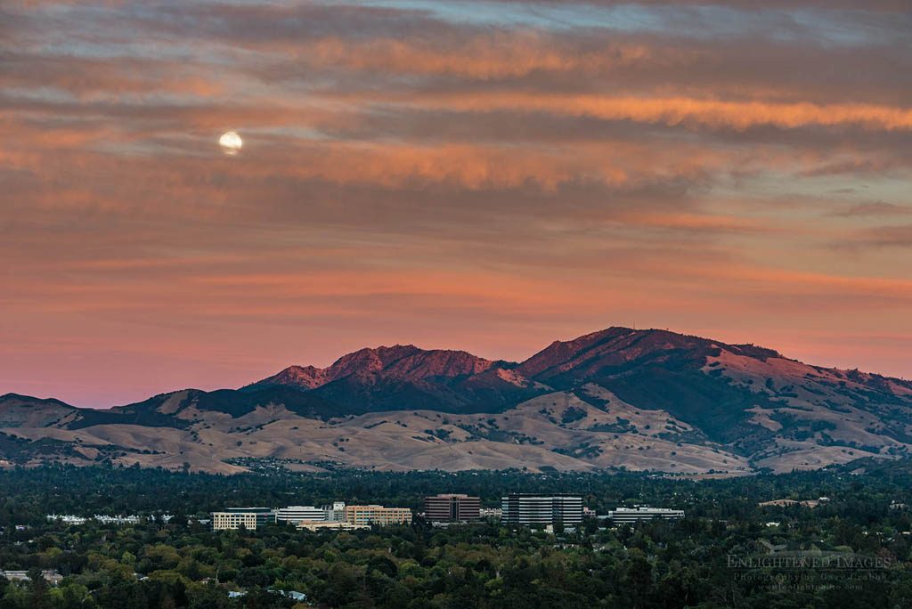 Photo: Moonrise and clouds at sunset over Mount Diablo, Contra Costa County, California