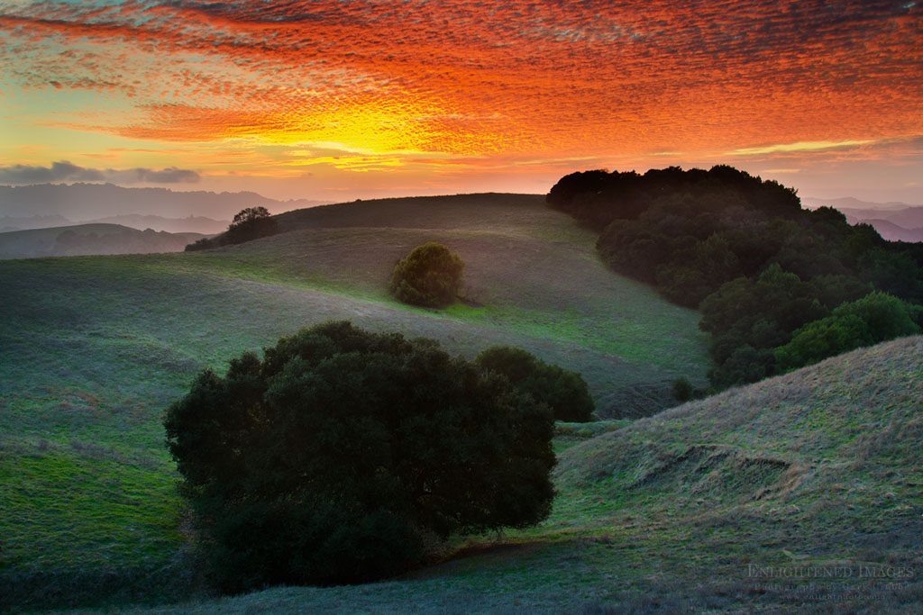 Photo: Sunset light on clouds over hills in Briones Regional Park, Contra Costa County, California
