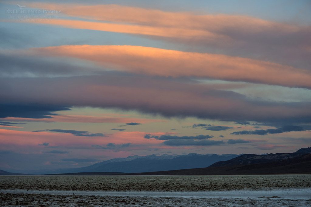 Photo: Morning light on clouds as seen from Badwater, Death Valley National Park, California