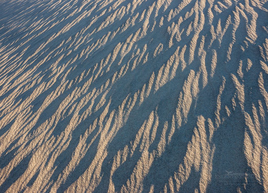 Photo: Windblown sand patterns in sand dunes at the Mesquite Dunes, near Stovepipe Wells, Death Valley National Park, California