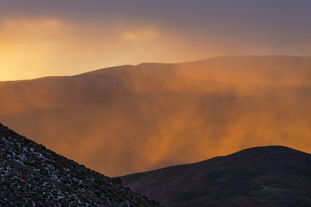Photo: Sunset light on misty clouds at Aguereberry Point, Death Valley National Park, California