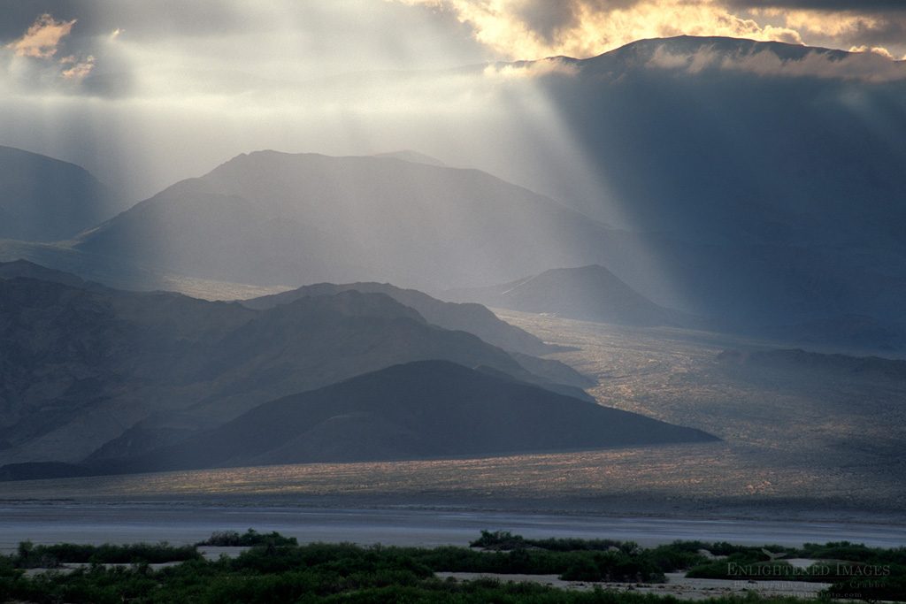 Photo: Sunlight and storm clouds on Panamint Mountains, Death Valley National Park, California