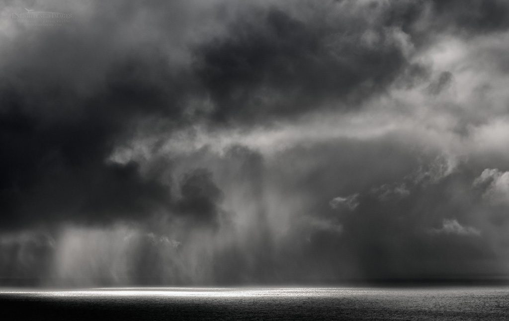 Photo: Clouds, sunlight, and rain over the Pacific Ocean from Point Reyes National Seashore, Marin County, California