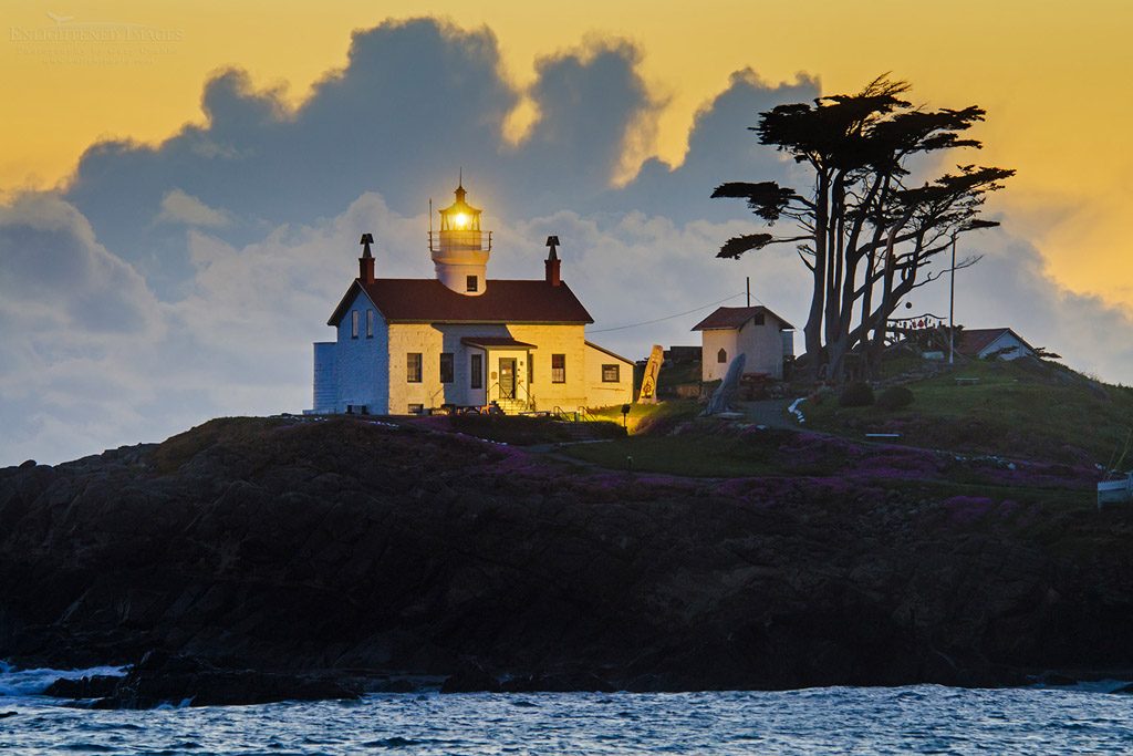 Photo: Storm clouds at sunset behind Battery Point Lighthouse, Crescent City, Del Norte County, California