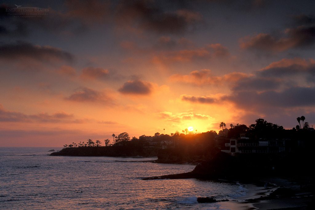 Photo: Sunset through summer fog along the coast at Laguna Beach Southern California