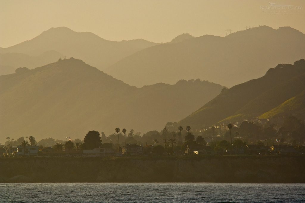 Photo: The coastal hills above Shell Beach at sunset, from Pismo Beach, Californi