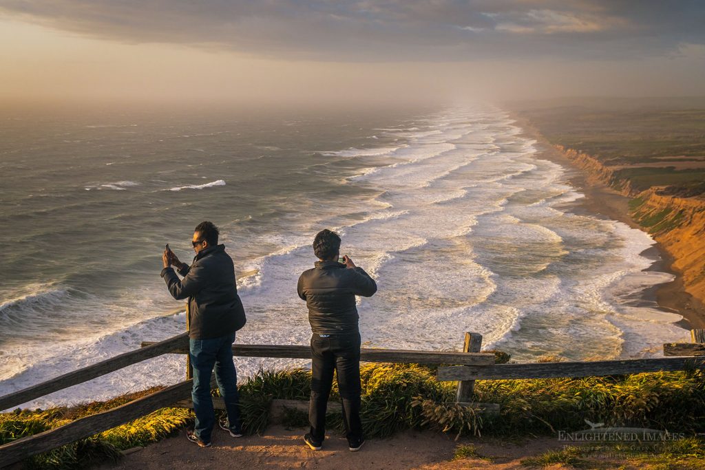 Photo: Tourists overlooking the Great Beach at Point Reyes National Seashore, Marin County, California