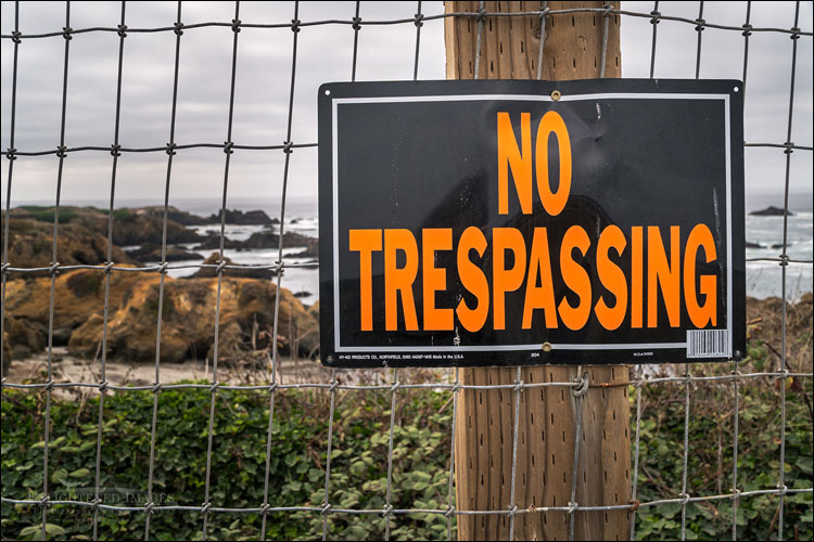 Photo: No Trespassing sign at Glass Beach, MacKerricher State Park, Fort Bragg, Mendocino County, California