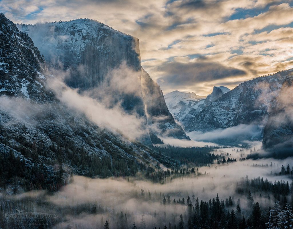 Photo: Clearing spring snow storm at sunrise over Yosemite Valley as seen from Tunnel View, Yosemite National Park, California