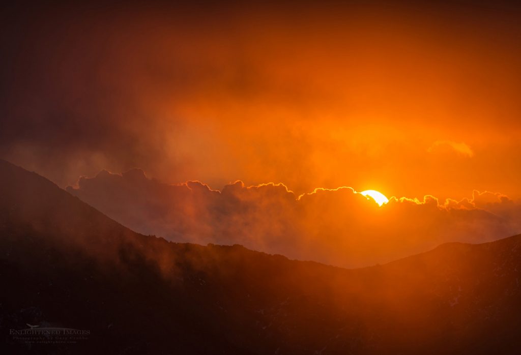 Photo: Sunset through storm clouds in the Los Padres National Forest, Monterey County, California
