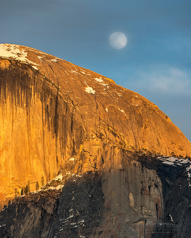 Image: Full moon rising over the shoulder of Half Dome, Yosemite Valley,Yosemite National Park, California