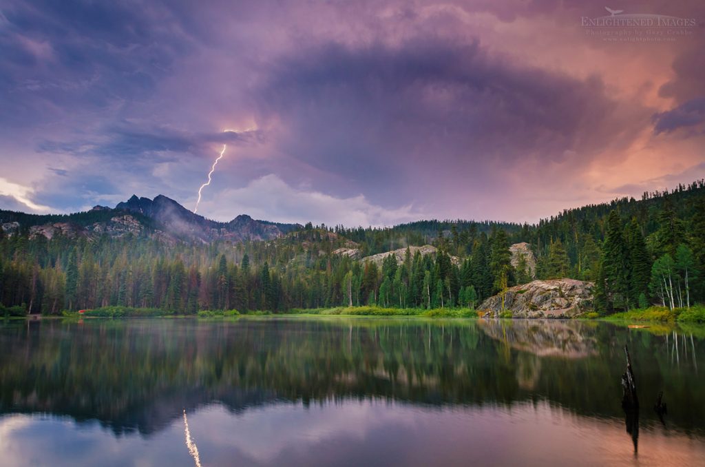Photo: Lightning bolt strikes the Sierra Buttes during evening thunderstorm, Tahoe National Forest, Sierra County, California