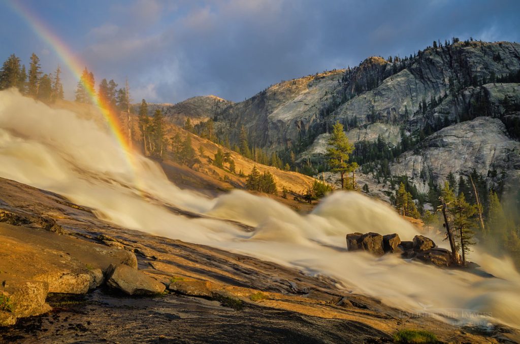 Photo: Waterwheels and rainbow in LeConte Falls, Tuolumne River, Yosemite National Park, California