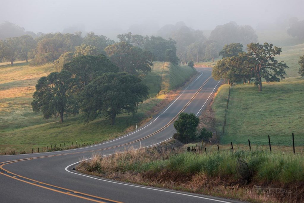 Photo picture of Morning mist over country road through the Sierra foothills near La Grange, Tuolumne County, California