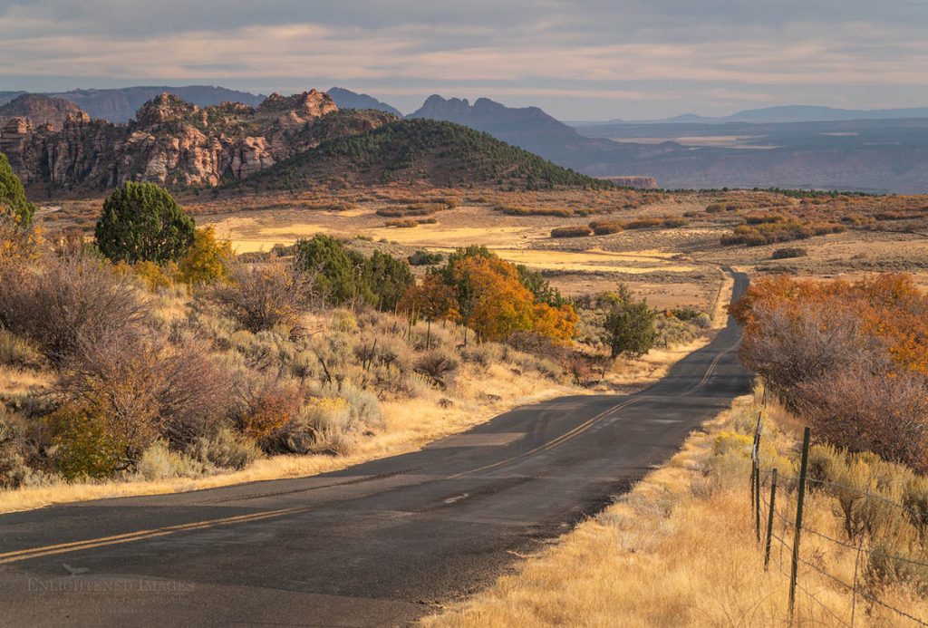 Photo picture of Empty rural country road ithrough the Kolob mesa plateau near La Verkin, Utah