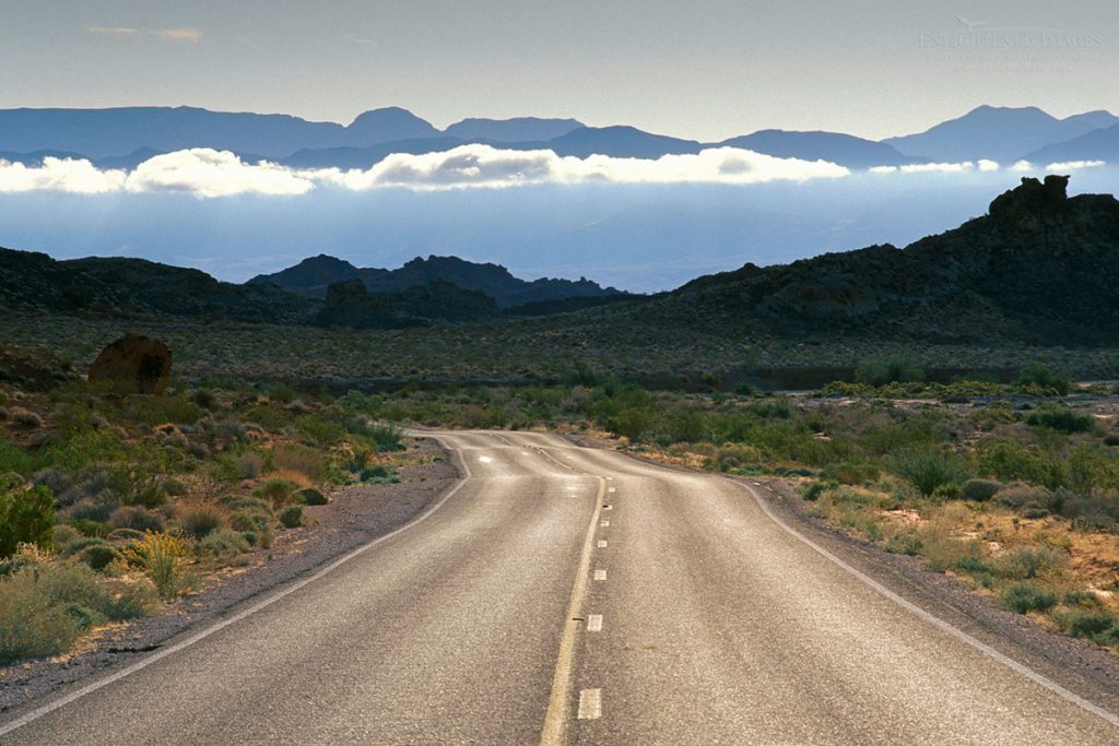 Photo picture of Empty desert road in the Lake Mead National Recreation Area near Las Vegas, Nevada