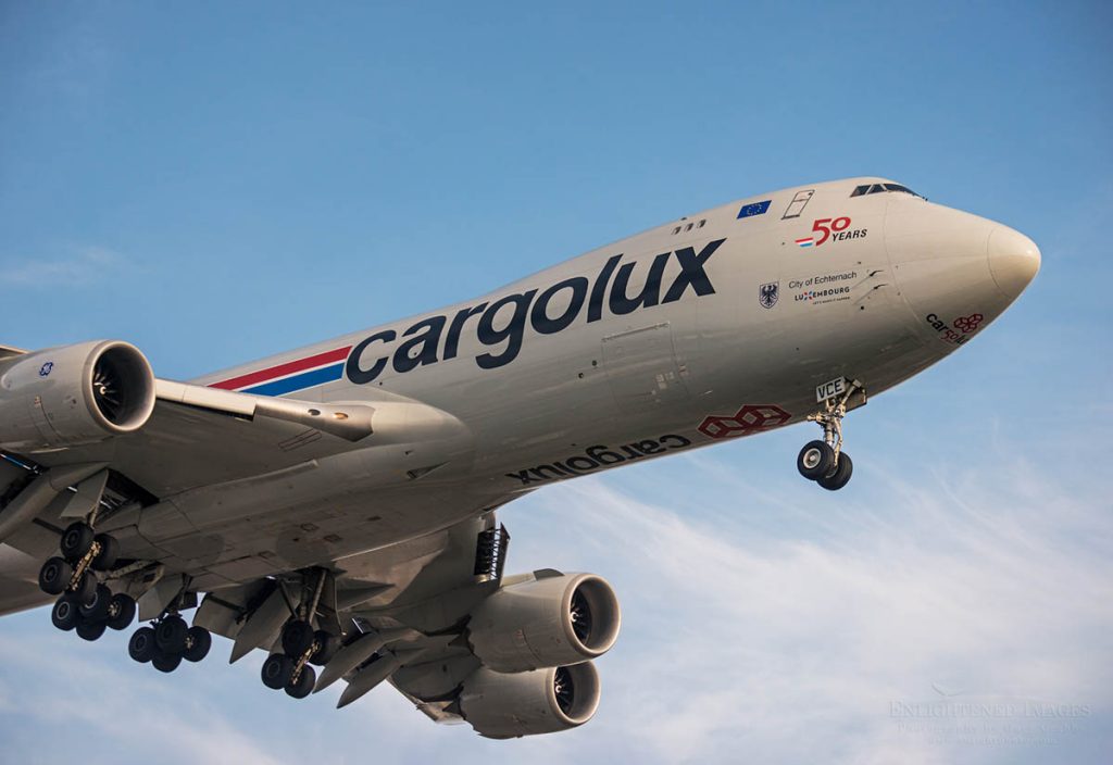 Photo of Cargolux Boeing 747-800 Cargo Freight plane - Large jet - Large jet planes on final approach landing at LAX - Los Angeles International Airport, Los Angeles, California