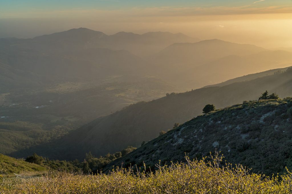 Photo picture of A hazy sunset over the Pauma Valley as seen from Palomar Mountain, San Diego County, California