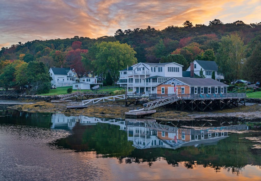 Photo picture of Coastal homes in morning light at Boothbay Harbor, Maine