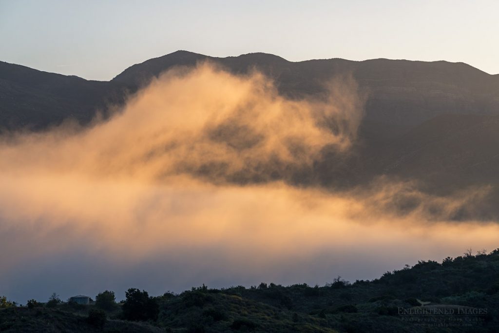 Photo picture of Morning light on fog above the Ojai Valley, Ventura County, California