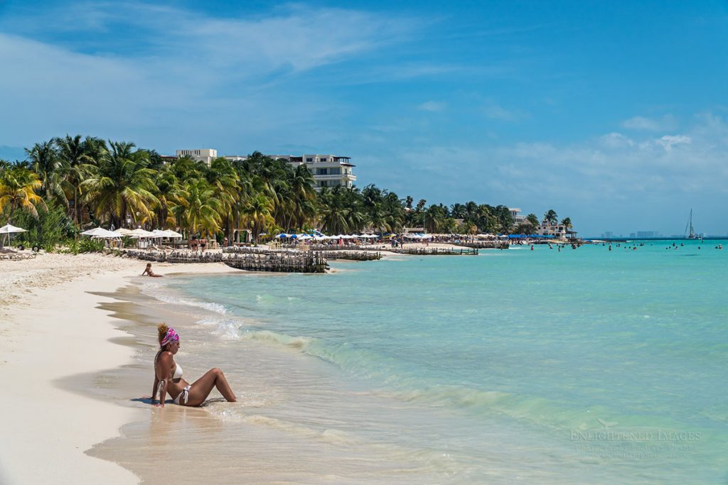 Photo: People enjoying the sun and the white sand beach at Playa Norte, Isla Mujeres, Maya Riviera, Yucatan Peninsula, Quintana Roo, Mexico
