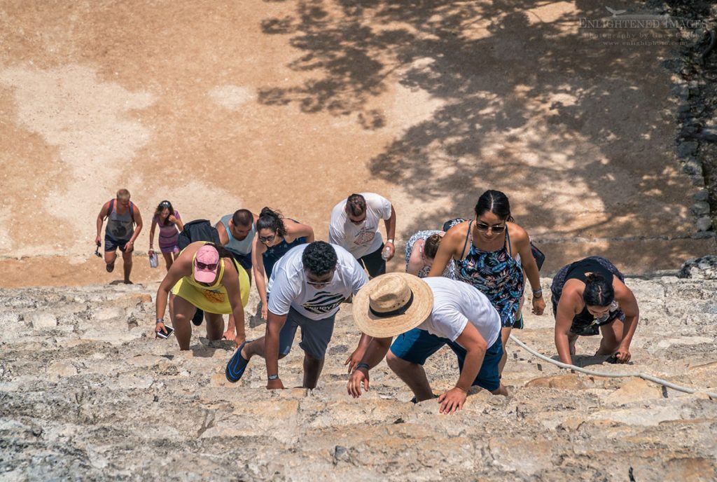 Photo: Tourists climbing the 120 steep steps to the top of the Nohoch Mul Pyramid, Mayan ruins at Coba Archaeology Zone, Coba, Maya Riviera, Yucatan Peninsula, Quintana Roo, Mexico